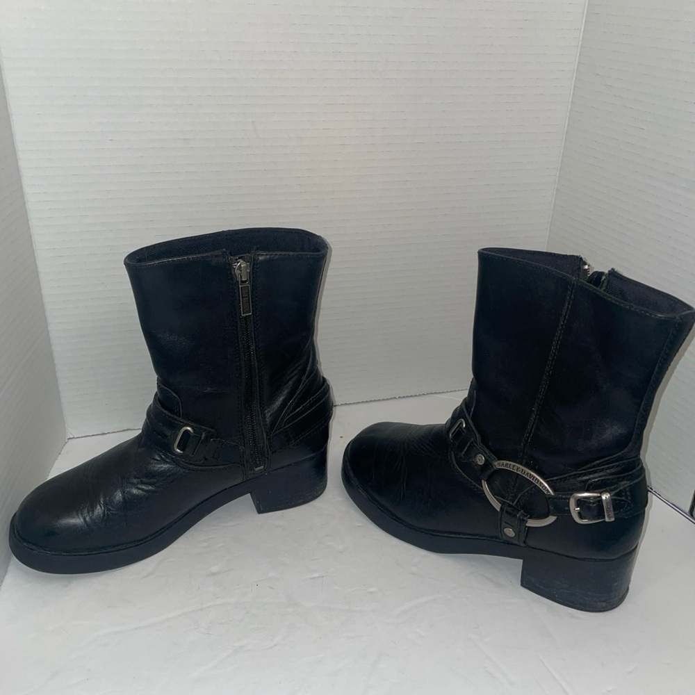 Harley-Davidson Black Leather Buckle Boots